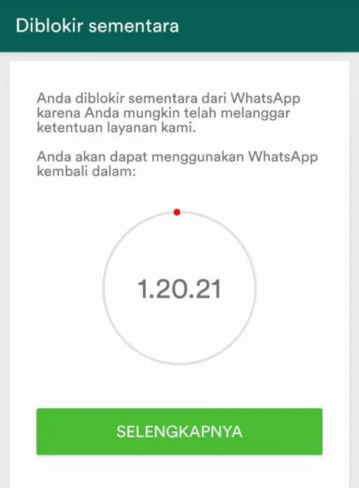 Tangkapan Layar Whatsapp di Blokir Sementara